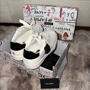 Dolce & Gabbana Sneakers in White with Black Details